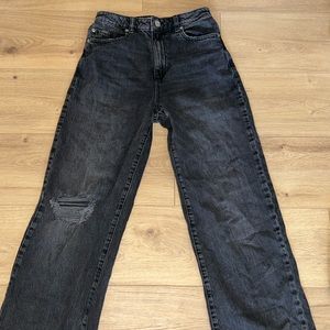 Garage size:03  wide leg black jeans high waisted